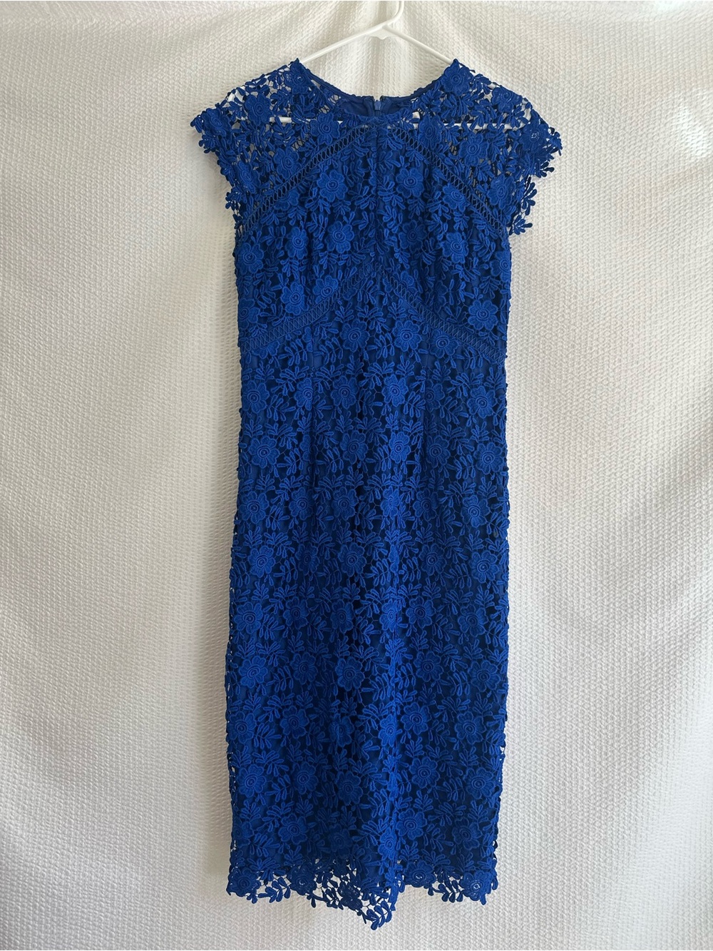 Shoshanna Royal Blue Floral Lace Sheath Dress Size 8 Wedding Guest Cocktail
